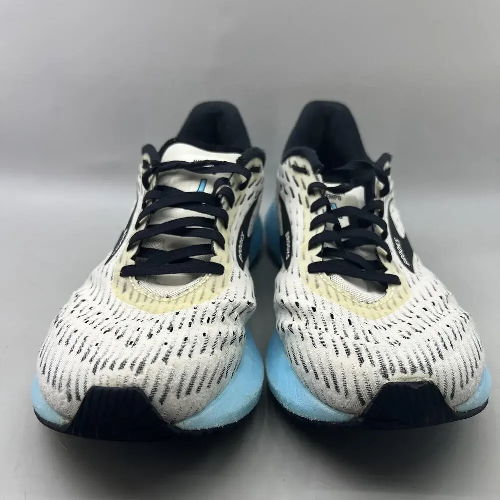 Brooks Hyperion Tempo Running Shoes Men Size 10.5 D White Blue Comfort Sneakers